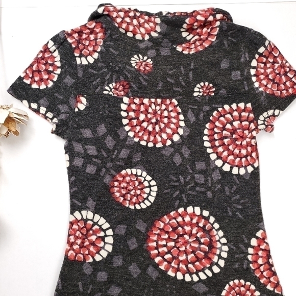 Anthro Aryeh Charcoal Red Poppy Boho Sweater Dress Sz S - Picture 3 of 12